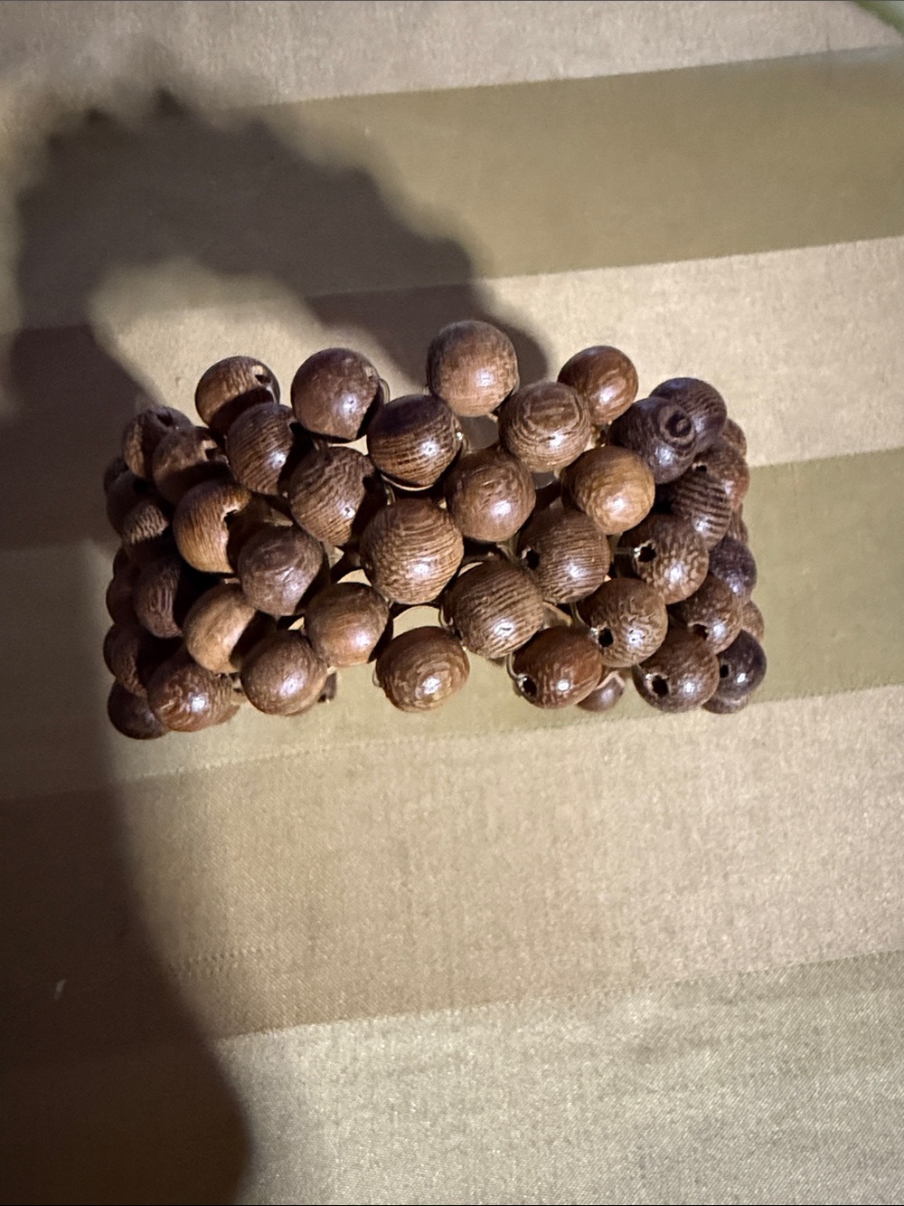 Wooden Bead CUFF Bracelet - Brown